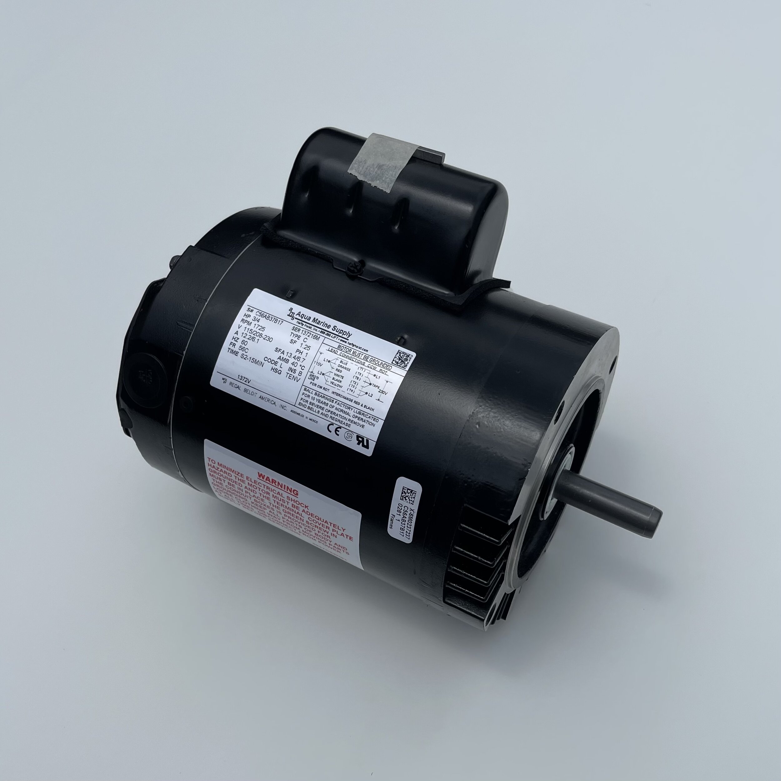 ★✳︎EM✳︎★ 3/4 HP C-Face Motor — Magnum Boat Lifts - By Boat Lifts Unlimited